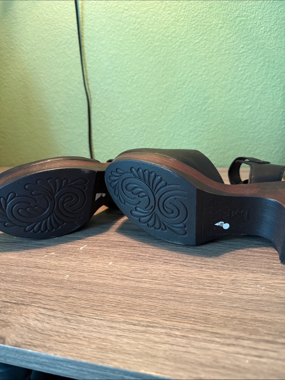 b.o.c. Black Leather Wedge Clog with Ankle Strap - Picture 7 of 7